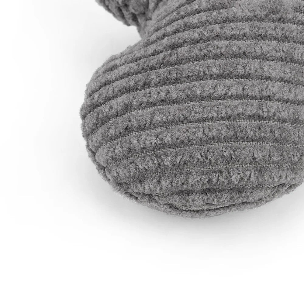 Close-up of the ribbed corduroy texture on the grey bone