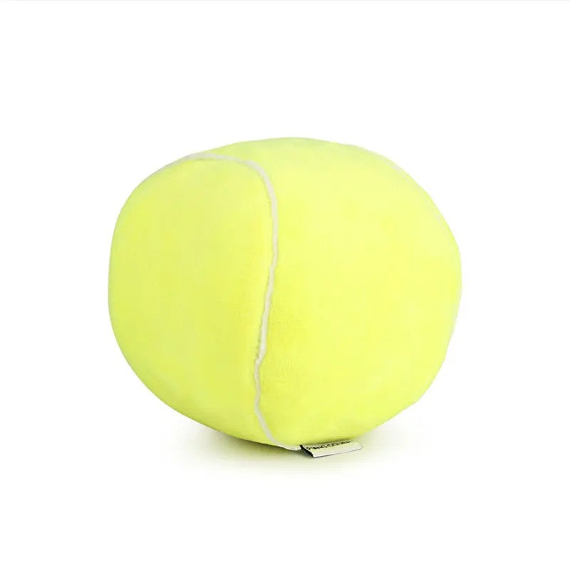 Yellow plush tennis ball dog toy