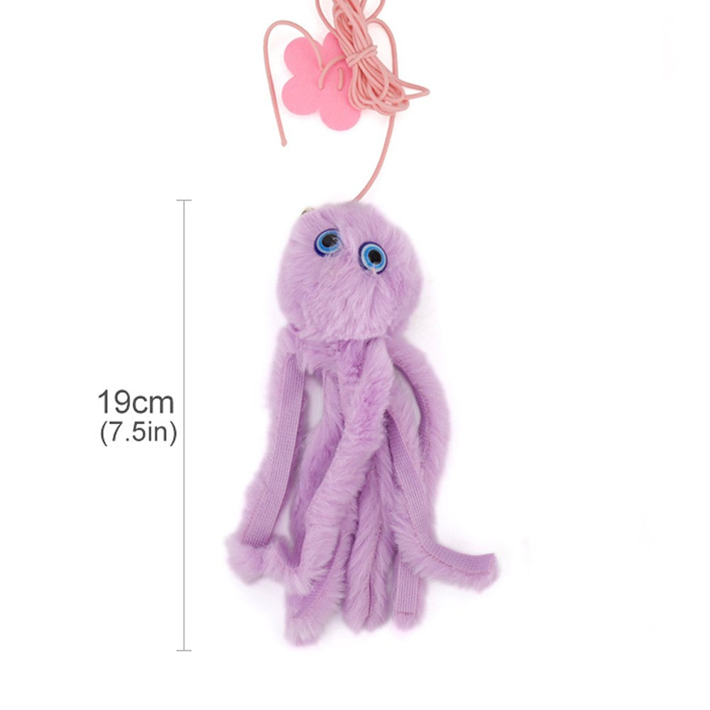Lilac plush octopus cat toy, 19 cm