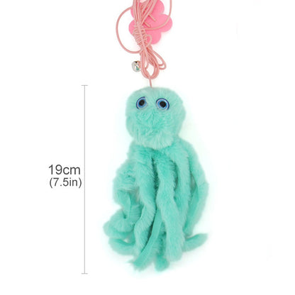Mint plush octopus cat toy, 19 cm