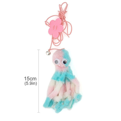 Mini mint and pink mix plush octopus, 15 cm