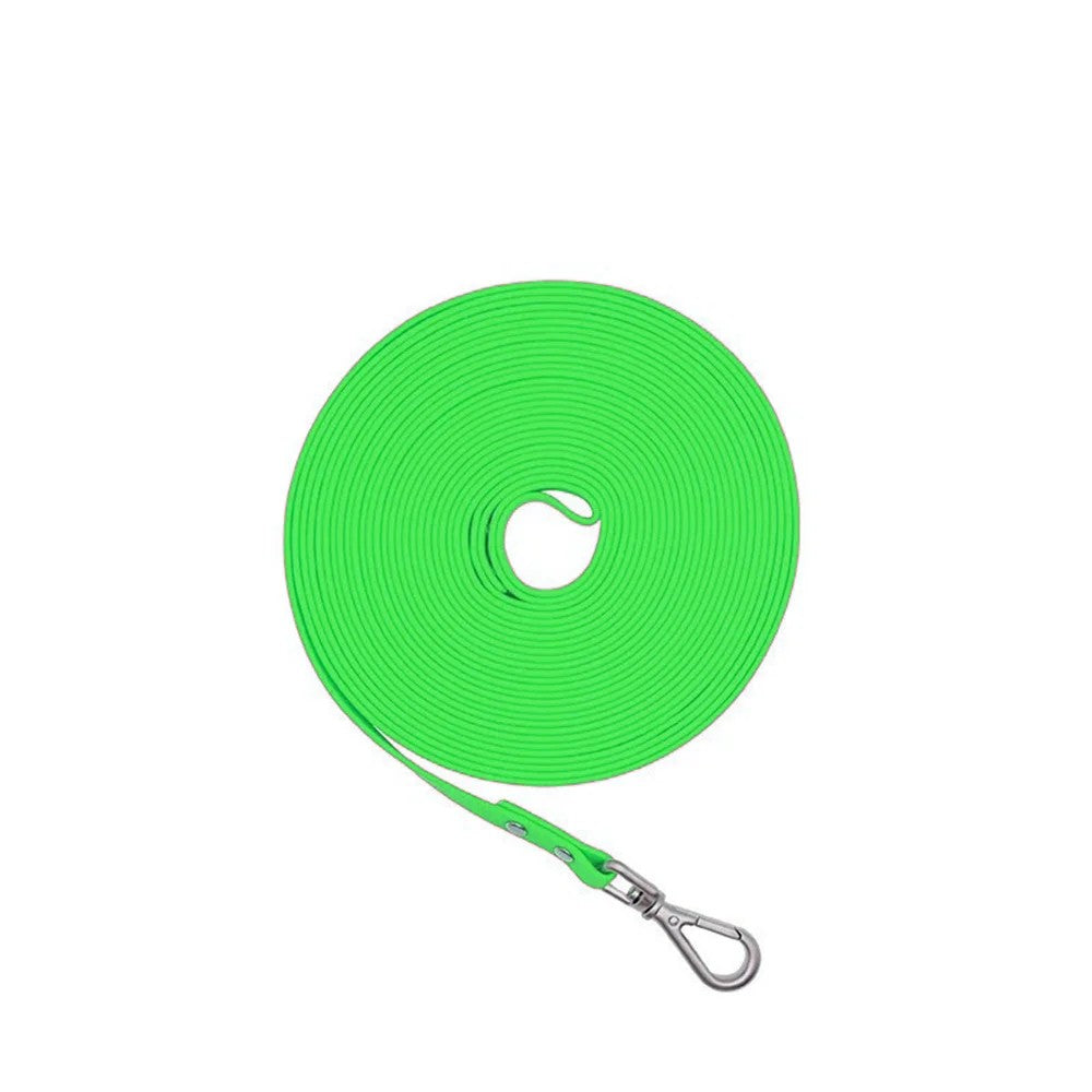 Neon green waterproof tracking lead for dogs, 13 mm PVC