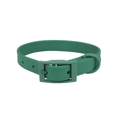 Forest green waterproof PVC collar with matching green buckle