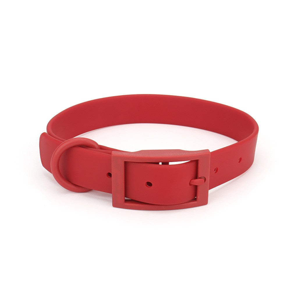 Red waterproof PVC collar with matching red buckle
