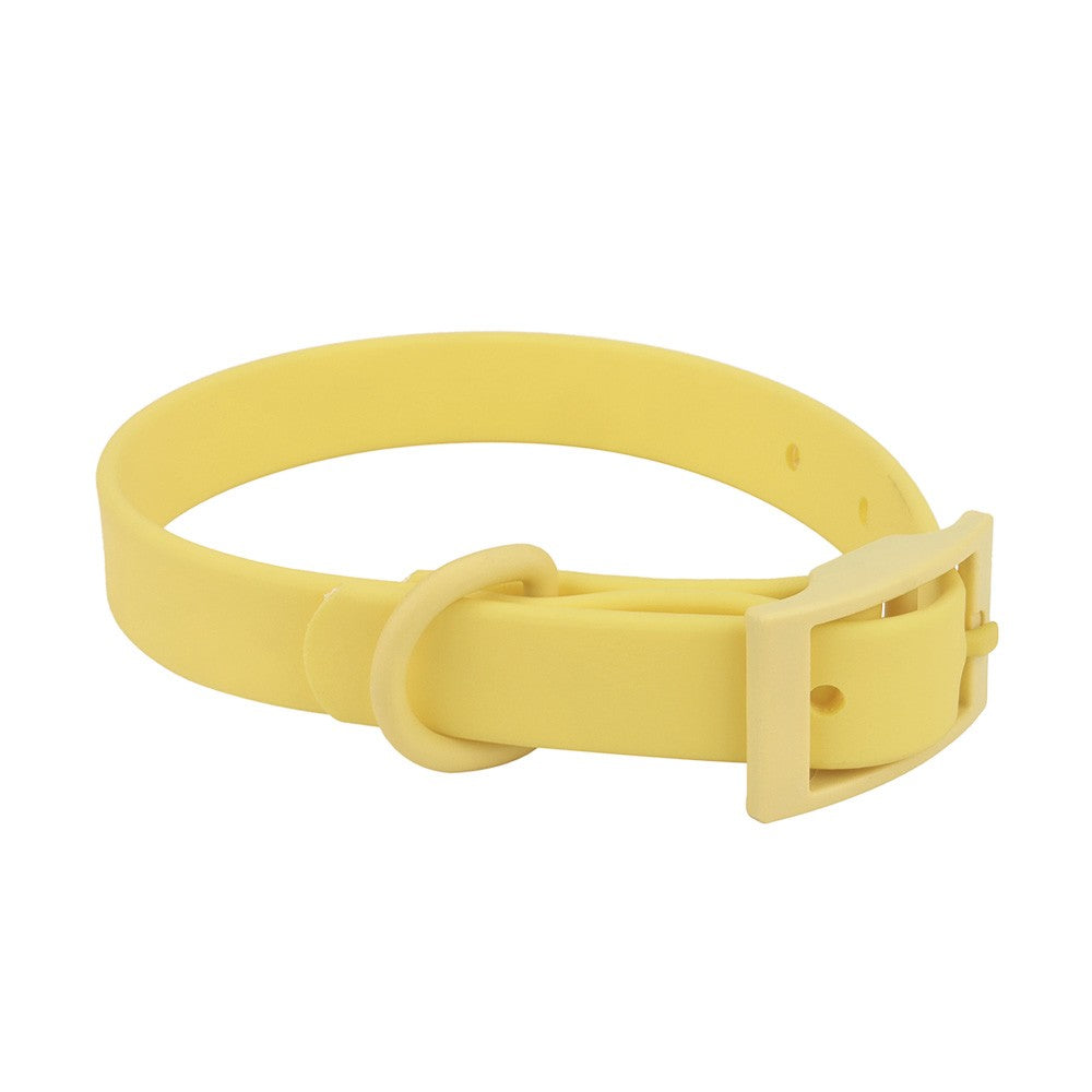 Yellow waterproof PVC collar with matching yellow buckle