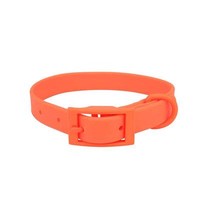 Orange waterproof PVC collar with matching orange buckle