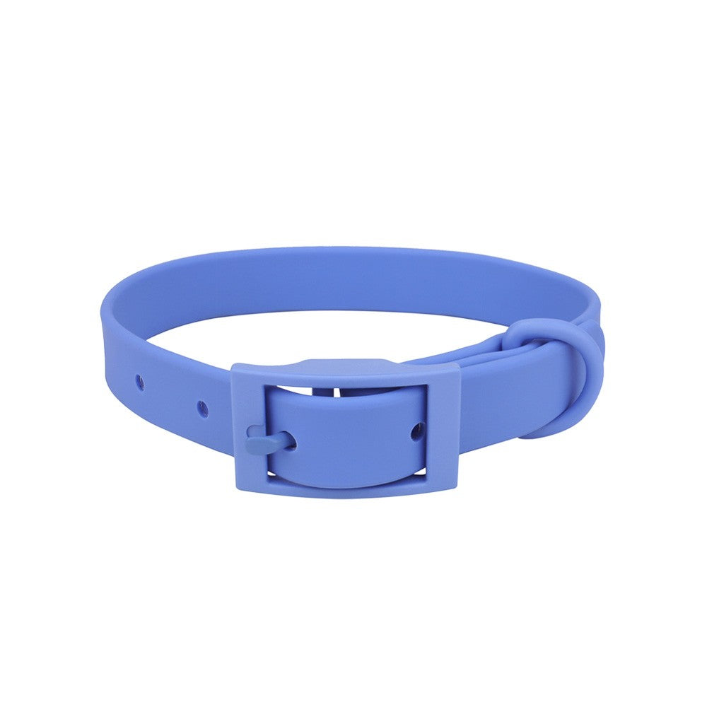 Blue waterproof PVC collar with matching blue buckle