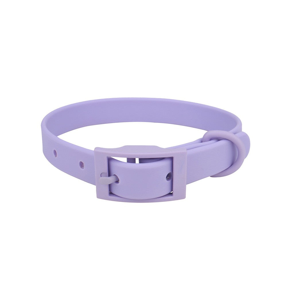Lilac waterproof PVC collar with matching lilac buckle